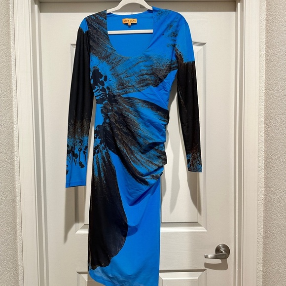 Stine Goya Leonora Dress Abstract Floral Long Sleeve Asymmetric Dress BROKEN ZIP - Picture 7 of 11